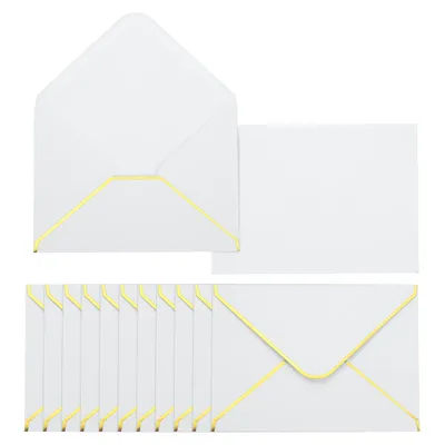 50/100Pcs A6 Envelopes 4x6 Card V Flap Envelope Round Edge Valentine Envelopes with Gold Border for Office Wedding Invitations