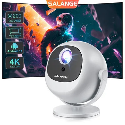 Salange BL360 Smart Projector Android 5G Wifi H713 200ANSI BT5 720P Outdoor 360° Rotate Auto Keystone Mini 4K Video Home Cinema