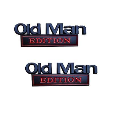 2 pezzi di stemma per auto in edizione Old Man – divertente decalcomania di ricambio in ABS 3D per parafanghi auto, camion, SUV – fantastici adesivi per parafanghi per moto in stile Elder,