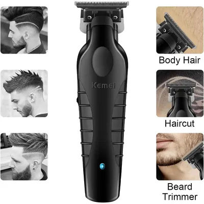 Kemei 2299 Barber Zero Gapped Trimmer Professional Cordless 0mm Hair Clipper for Men Rechargeable Finish Hair Cutting Machine