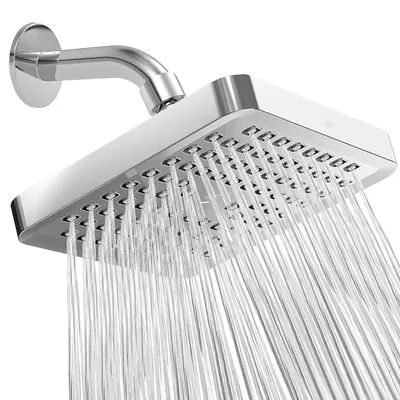 6 Inches High Pressure Rainfall Shower Head with Arm Large Flow Showerhead Anti-Clogging Nozzles Top Shower Bathroom Accessories