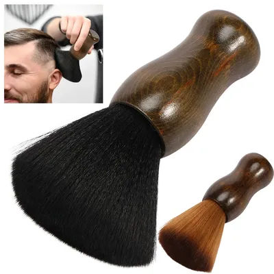 Hairdressing Soft Brush Neck Duster Professional Face Cleaning Hairbrush with Wooden Handle Hair Cut Brush Tools Accessories