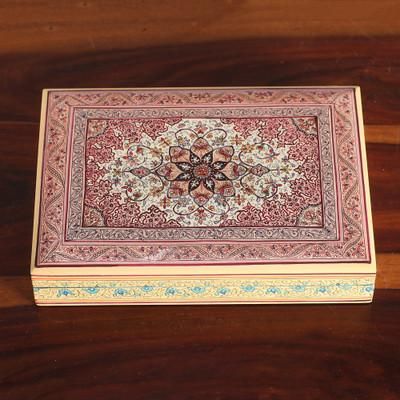 'Spring-Inspired Weeping Willow Wood Box in Crimson Hues'