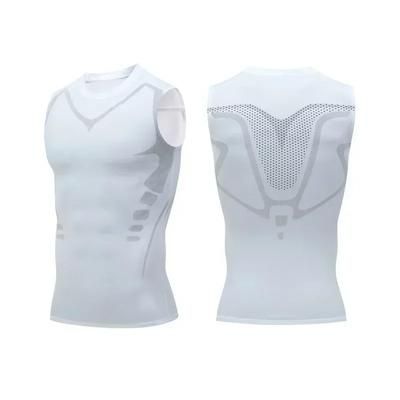 GFOUK MENIONIC Tourmaline Posture Corrector Vest For Men Ionic Shaping & Back Pain Relief White 3XL