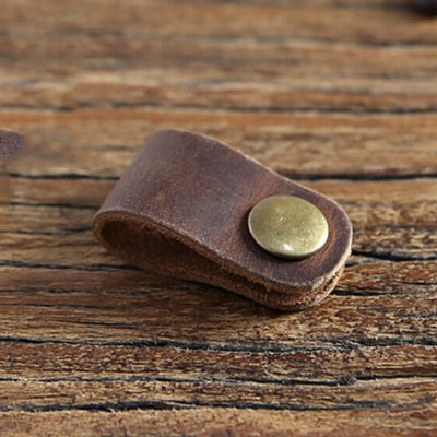 Leather Earbud Holder Organizer brown