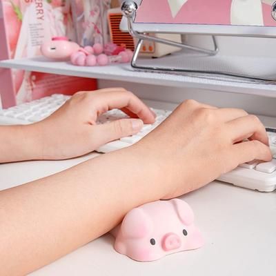 Kawaii Mouse Pad With Wrist Support Ergonomic & Cute Desk Mat pink Pig