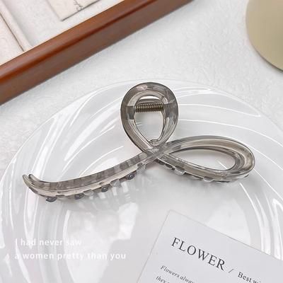 Fashion Jelly Color Bow Hair Claw Clip, Elegant Headband Hairpin Accessory For Women & Girls gray