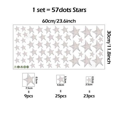 Adorable Cartoon Teddy Bear Sleeping On Moon & Stars Wall Stickers: Perfect Baby Room Decor 57 Dots Grey Stars