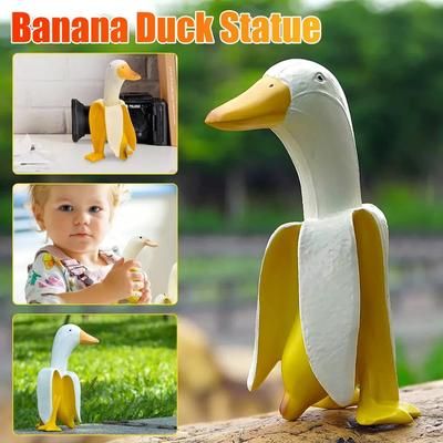Banana Duck Art Statue Whimsical Peeled Banana Duck Sculpture For Garden Decor Banana Duck Art Statue Whimsical Peeled Banana Duck Sculpture For Garden Decor