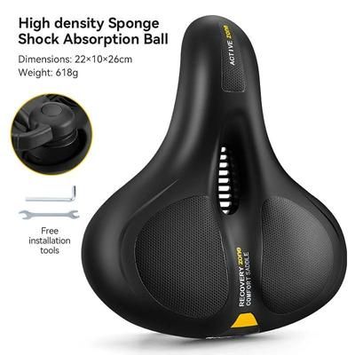 ROCKBROS Rainproof Memory Foam Bicycle Saddle With Shock Absorption And Reflective Design yellow
