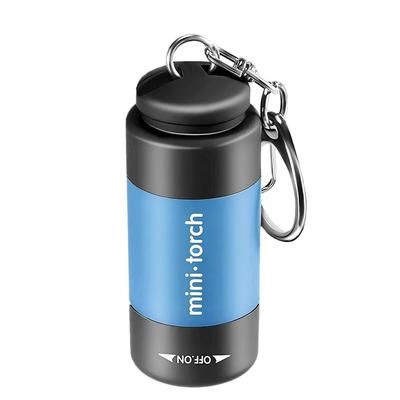 Mini Flashlight Keychain Lights: USB Pocket Emergency Torch For Camping Small Portable Flashlights About 52mm X 21mm USB Charging Blue