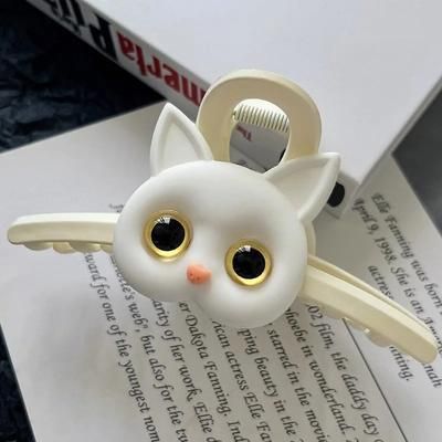 Cute Cartoon Cat Hairpins For Women Black & White Fashion Claws Clips white