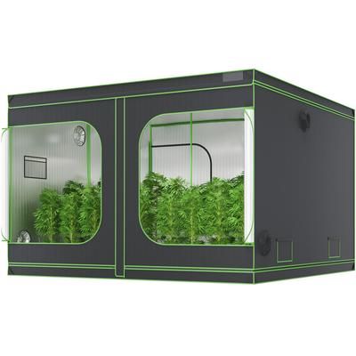 SucceBuy 10x10 Ft Grow Tent High Reflective 600D Mylar Hydroponic Growing Tent With Observation Window & Tool Bag 600d120x120x80inch