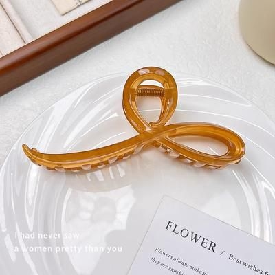 Fashion Jelly Color Bow Hair Claw Clip, Elegant Headband Hairpin Accessory For Women & Girls brown