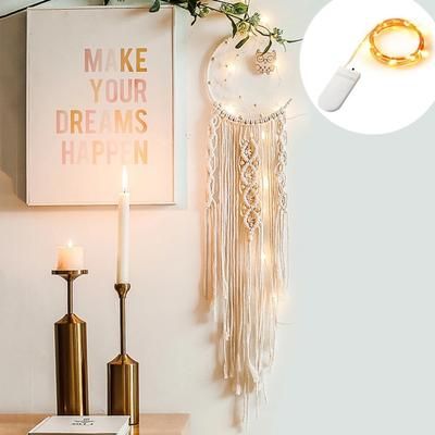 Macrame Dream Catcher Boho Decor Moon Ramadan Wall Hanging Baby Nordic Kids Nursery Color: OwlD7639