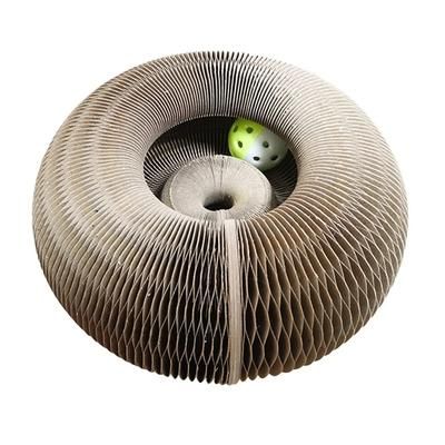 Round Corrugated Cat Scratcher: Magic Organ Cat Toy For Grinding Claw with Ball