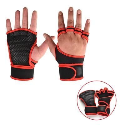 Unisex Training Sport Gloves, Fitness, Bodybuilding, Weightlifting, Gym Workout Gloves, Hand Wrist Palm Protection red a l