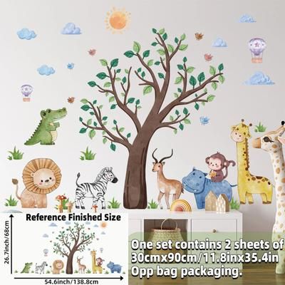 Safari Jungle Woodland Animals Wall Decals For Nursery Kids Bedroom Decor Jungle Animals A