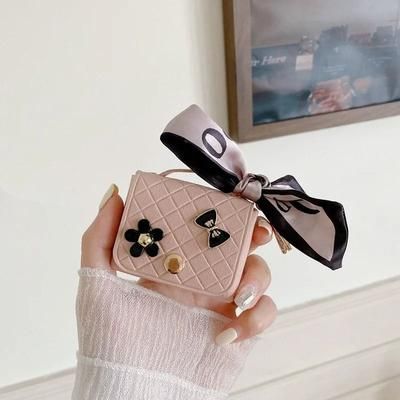 Luxury Leather Earphone Case, Premium Bluetooth Headset Charging Box Cover For AirPods pink for Airpods 1 2