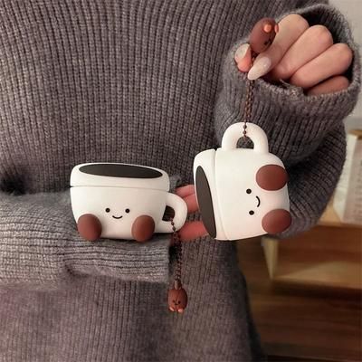 3D Smiling Face Coffee Cup Silicone Earphone Case, Protective Cover For AirPods Charging Box for Airpods Pro