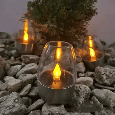LED Solar Candles, Flameless, Rechargeable, Waterproof Night Lights For Outdoor Garden & Wedding Decor 4pcs