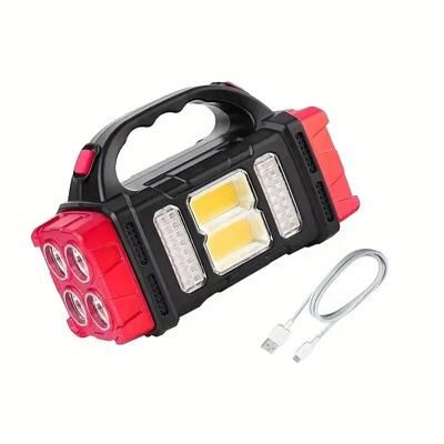 1pc Solar LED Portable Light: USB Dual Source Searchlight For Outdoor Camping Strong Flashlight hongsexiaohao