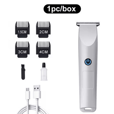 PrecisionPro Cordless Hair And Beard Trimmer USB Rechargeable Adjustable Blades white