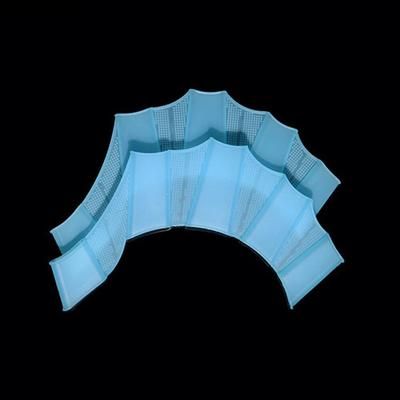 Silicone Swimming Fins Flipper Professional Training Finger Hand Gloves Paddles Equipment For Men, Women & Kids blue m