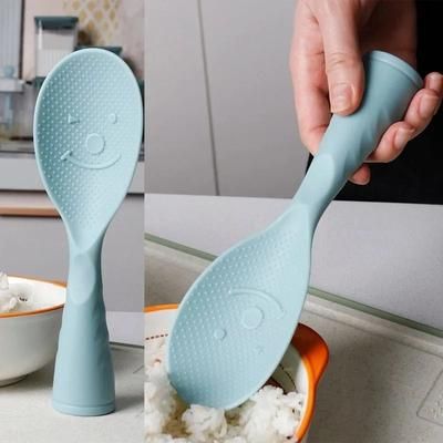 Non Stick Standing Plastic Rice Spoon Perfect Kitchen Tool For Effortless Cooking blue