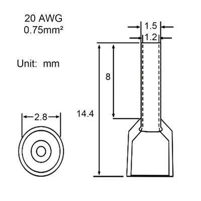Electrical Wire Connectors Crimp Terminal Kit Insulated Ferrule Car Accessories Cable End Crimps Wire Terminal Connector 20 Awg 0.75 Sqmm red