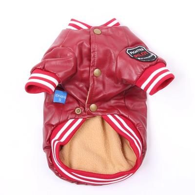 Winter Dog Coat: Faux Leather & Fleece Teddy Jacket M 2