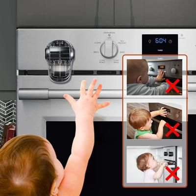Baby Safety Oven Lock Childproof, Heat Resistant, Easy Installation clear Black 2pcs