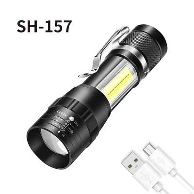 Portable LED Rechargeable Flashlight With COB Side Light USB Charging, Multi Function, Ideal For Outdoor Camping SH 157