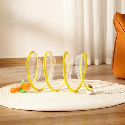Colorful Coil Cat Tunnel: Collapsible Indoor Toy For Cats Fun Crinkle Spiral Springs mouse