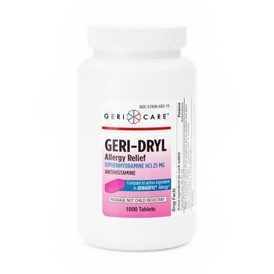Geri-Care Allergy Relief 25 mg Strength Tablet 1,000 per Bottle (558679_BT)