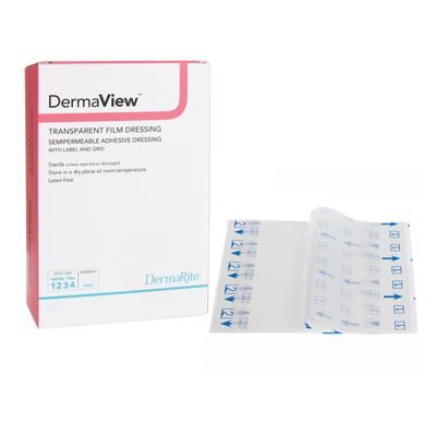 DermaView Transparent Film Dressing 4 X 5 Inch 2 Tab Delivery Rectangle Sterile (670710_BX)