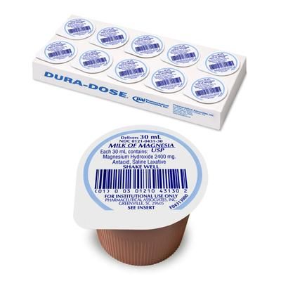 Milk of Magnesia Laxative Spearmint Flavor Oral Suspension 30 mL 400 mg / 5 mL Strength Magnesium Hydroxide (421788_CS)