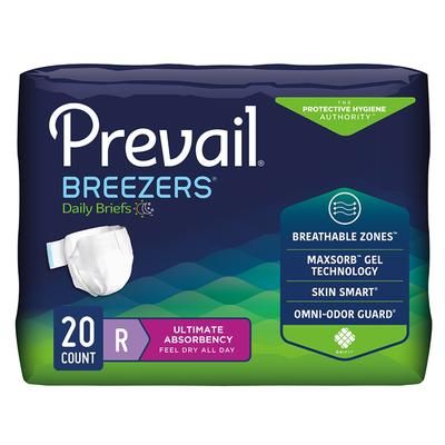 Prevail Breezers Unisex Adult Incontinence Brief Regular Disposable Heavy Absorbency (527367_CS)