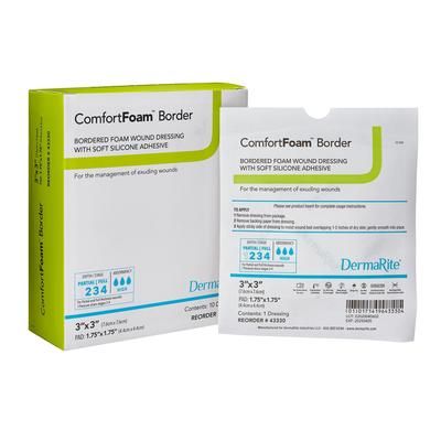 ComfortFoam Border Foam Dressing 3 X 3 Inch With Border Waterproof Backing Silicone Adhesive Square Sterile (946493_BX)