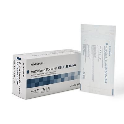 McKesson Sterilization Pouch Ethylene Oxide (EO) Gas / Steam 3-1/2 X 5 Inch Transparent Blue / White Self Seal Paper / Film (960942_BX)