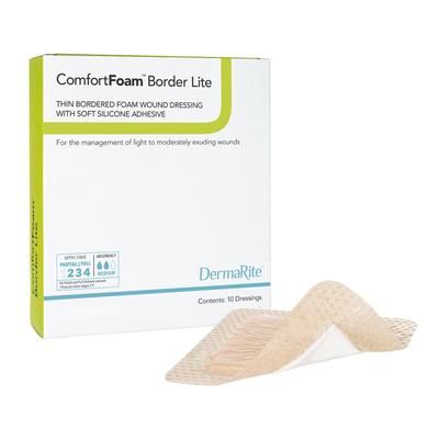 ComfortFoam Border Lite Thin Foam Dressing 2 X 2 Inch With Border Waterproof Backing Silicone Adhesive Square Sterile (1003184_BX)