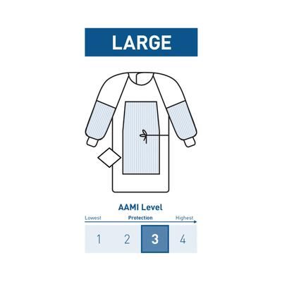 McKesson Fabric-Reinforced Surgical Gown with Towel Large Blue Sterile AAMI Level 3 Disposable (1101271_CS)