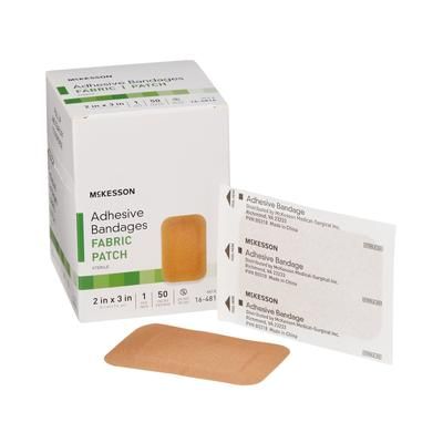 McKesson Adhesive Strip 2 X 3 Inch Fabric Rectangle Tan Sterile (466874_BX)