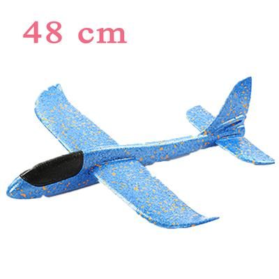 EVA Foam Hand Throw Glider Airplane, Large Aircraft Model Toy For Kids, DIY Flight Roundabout Airplane Gift For Outdoor 48cm Blue