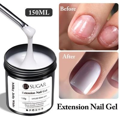UR Sugar Deluxe Builder Gel Kit Nude & Clear Hard Extension Gel For Strong Salon Nails milkywhite
