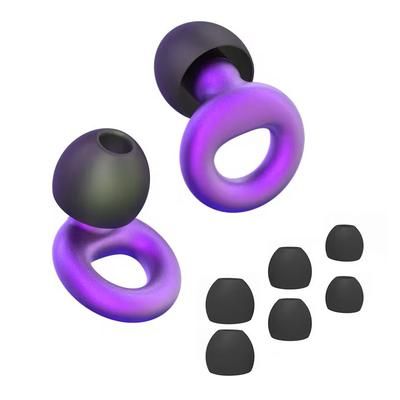Quiet Reusable Ear Plugs With Multi Size Tips For Sleep, Work & Travel metal Purple