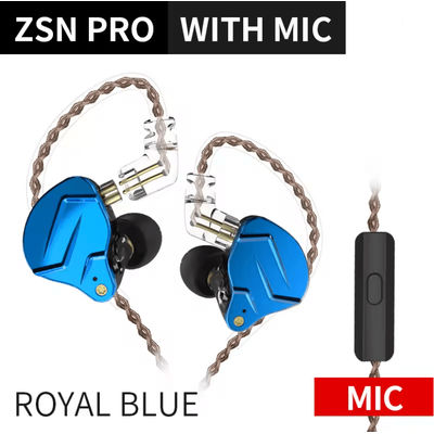 KZ ZSN PRO Hybrid In Ear Earphones royal Blue Mic