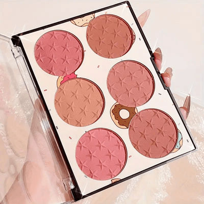 6 Color Matte Blush Palette High Pigment, Long Lasting Shades For Daily Natural Glow a