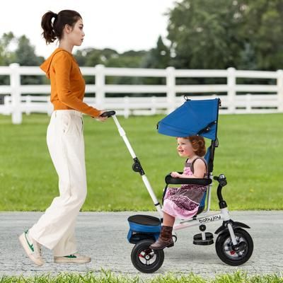 Foldable Trike Stroller With Adjustable Canopy Safe & Reversible Seat For Toddlers Foldable Trike Stroller With Adjustable Canopy Safe & Reversible Seat For Toddlers