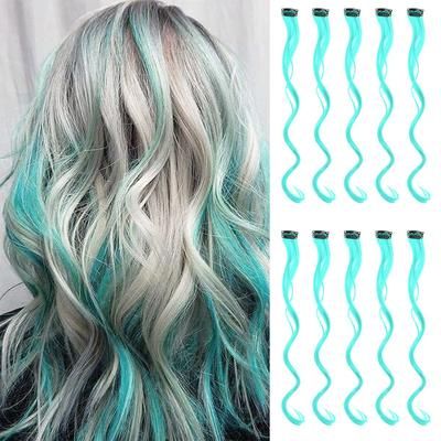 Colorful Curly Hair Extensions, Synthetic Long Hairpiece For Girls, Women & Kids (Perfect Party Wig) crystal 22 Inches